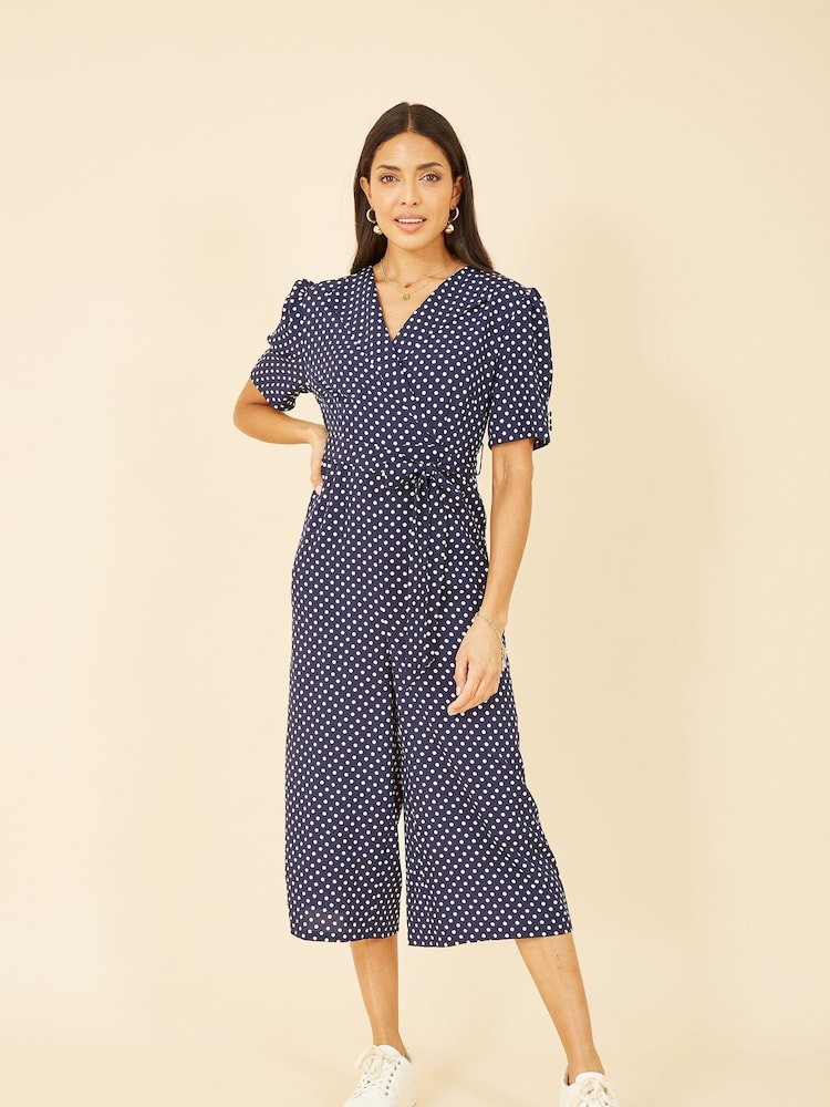 Buy Yumi Blue Spot Print Retro Culotte Jumpsuit from the Next UK