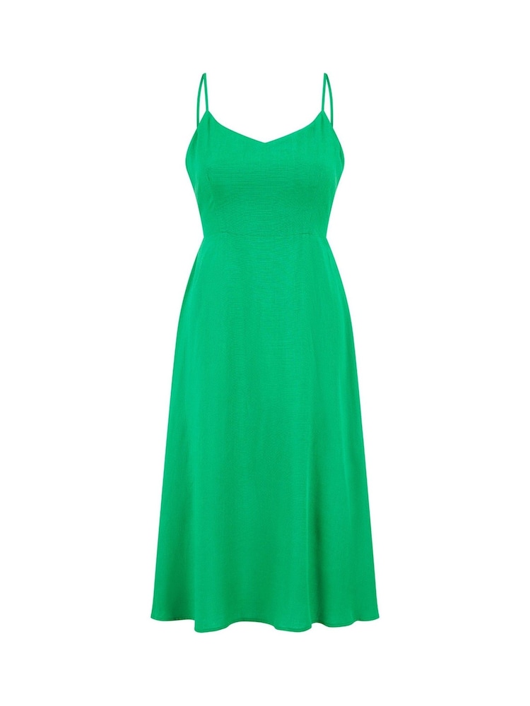 Yumi Green Viscose Tie Back Midi Sun Dress - Image 5 of 5 Yumi Green Viscose Tie Back Midi Sun Dress - Image 5 of 5