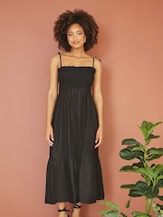 Yumi Black Ikat Print Midi Sun Dress - Image 1 of 5