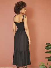 Yumi Black Ikat Print Midi Sun Dress - Image 4 of 5