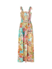 Yumi Pink Patchwork Split Hem Maxi Dress With Tie Straps - Image 5 of 5