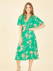 Yumi Green Floral Kimono Midi Dress - Image 3 of 5