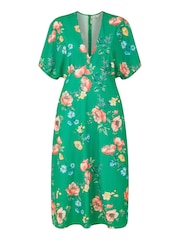 Yumi Green Floral Kimono Midi Dress - Image 5 of 5