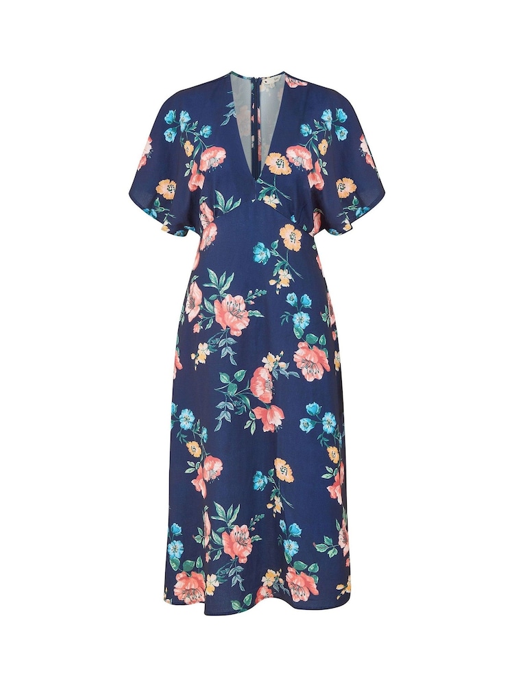 Yumi Blue Floral Kimono Midi Dress - Image 5 of 5