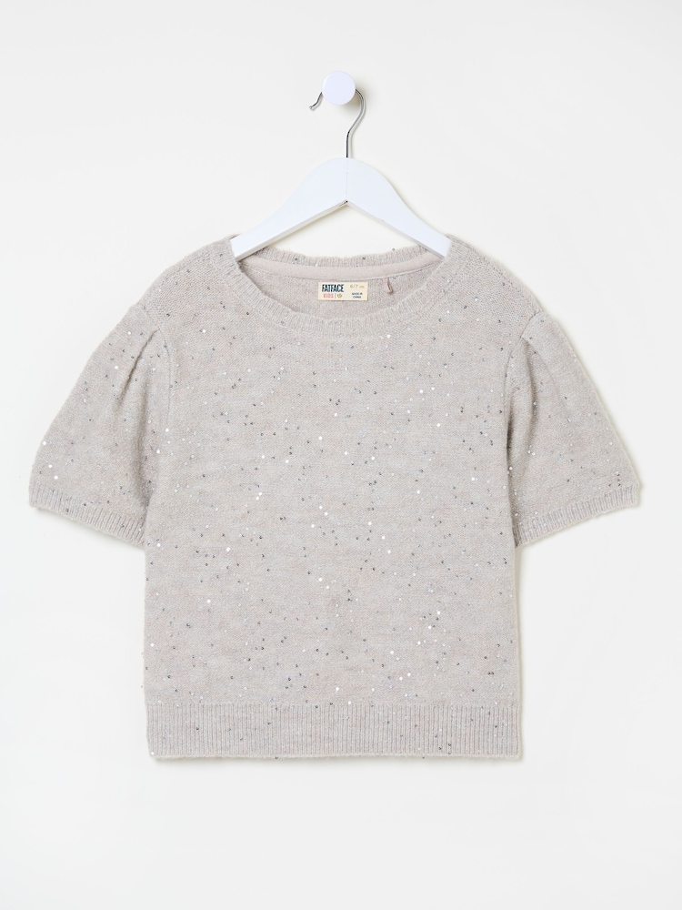 Oatmeal Sequin Knitted Top - Image 4 of 4