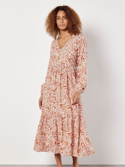 Apricot Orange Animal Print Swirl Dress - Image 1 of 4