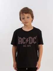 Brands In Black ACDC Horn Logo Boys Music T-Shirt - Image 1 of 3