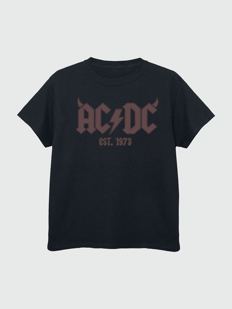 Brands In Black ACDC Horn Logo Boys Music T-Shirt - Image 2 of 3