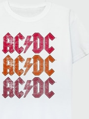 Brands In White ACDC Distressed Repeat Logo Boys Music T-Shirt - Image 3 of 3