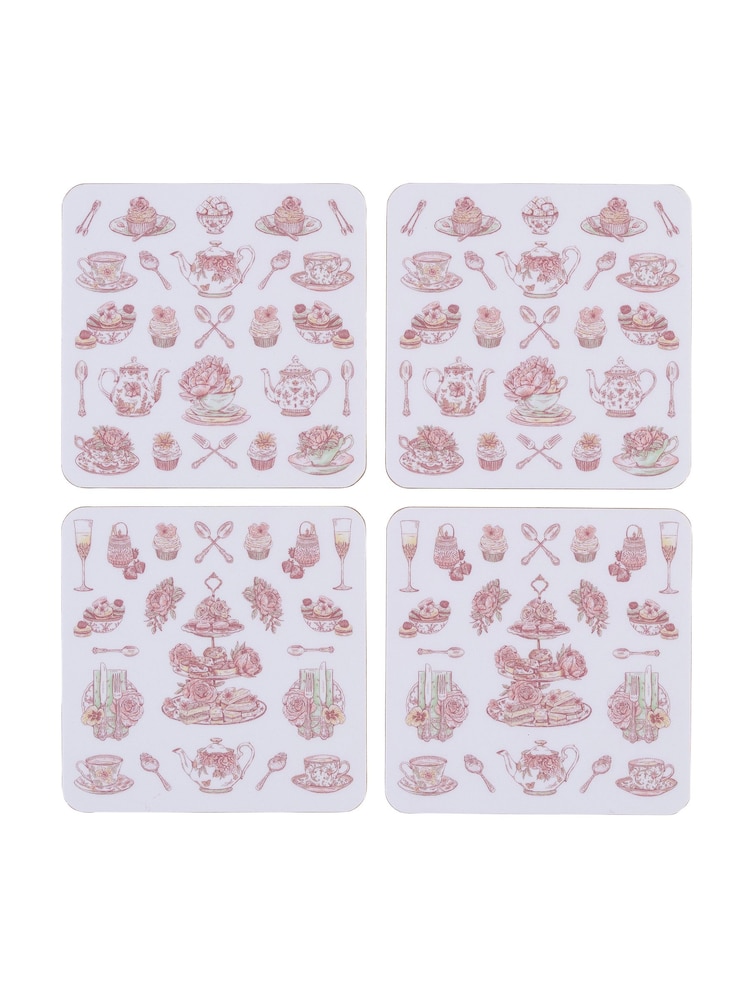 Victoria Eggs Pink Afternoon Tea 2 Set of 4 Coasters - Image 2 of 2