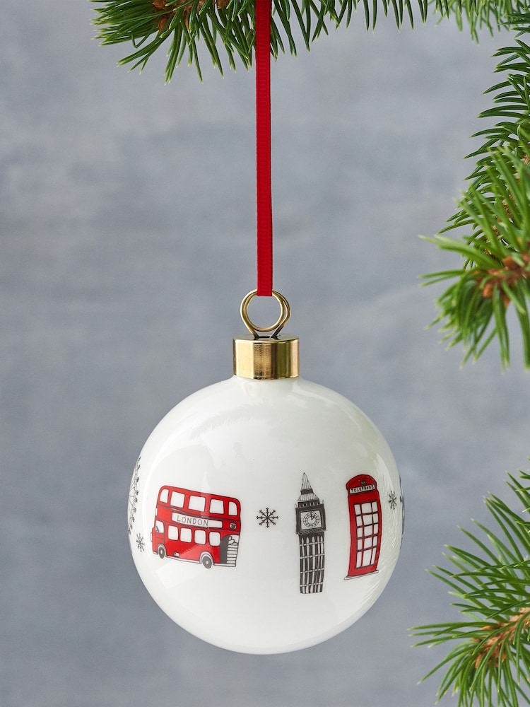 Victoria Eggs Red and Charcoal London Skyline Bauble - Image 1 of 2
