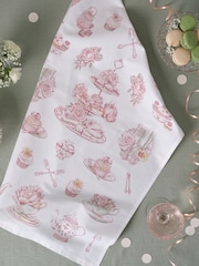Victoria Eggs Set of 2 Pink Afternoon Tea 100% Cotton Tea Towels - Image 1 of 2