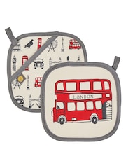Victoria Eggs Red and Charcoal London Icons Pot Grab & London Skyline 100% Cotton Tea Towel - Image 4 of 5