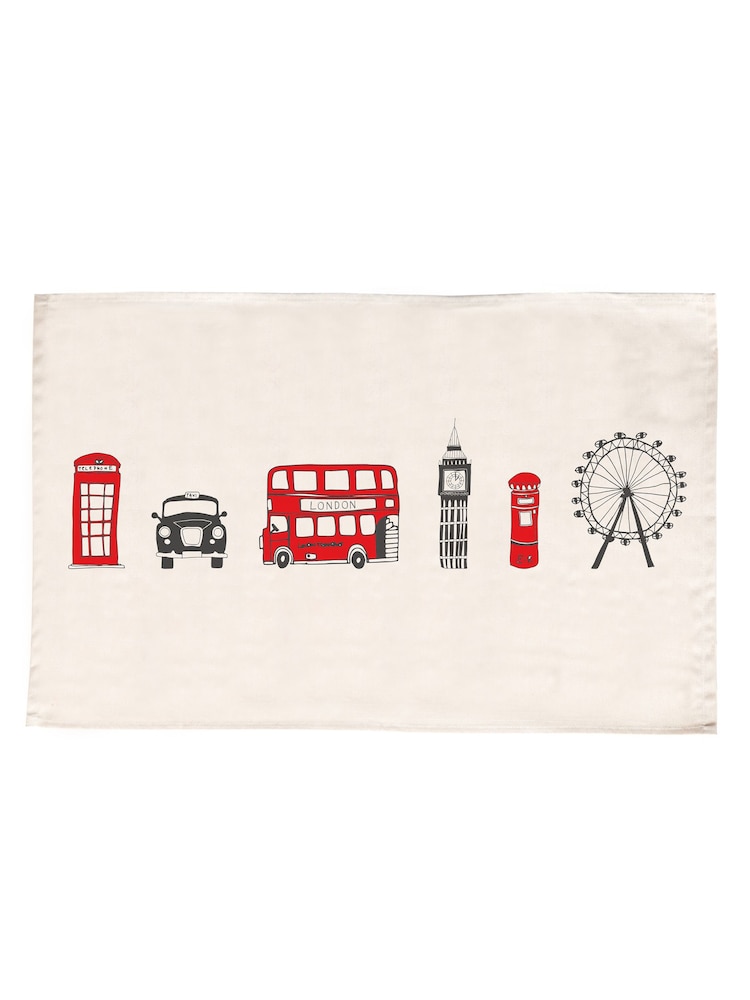 Victoria Eggs Red and Charcoal London Icons Pot Grab & London Skyline 100% Cotton Tea Towel - Image 5 of 5