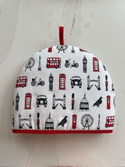 Victoria Eggs Red and Charcoal London Icons Tea Cosy - Image 1 of 2