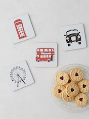 Victoria Eggs Red and Charcoal London Skyline 2 Set of 4 Coasters - Image 1 of 2