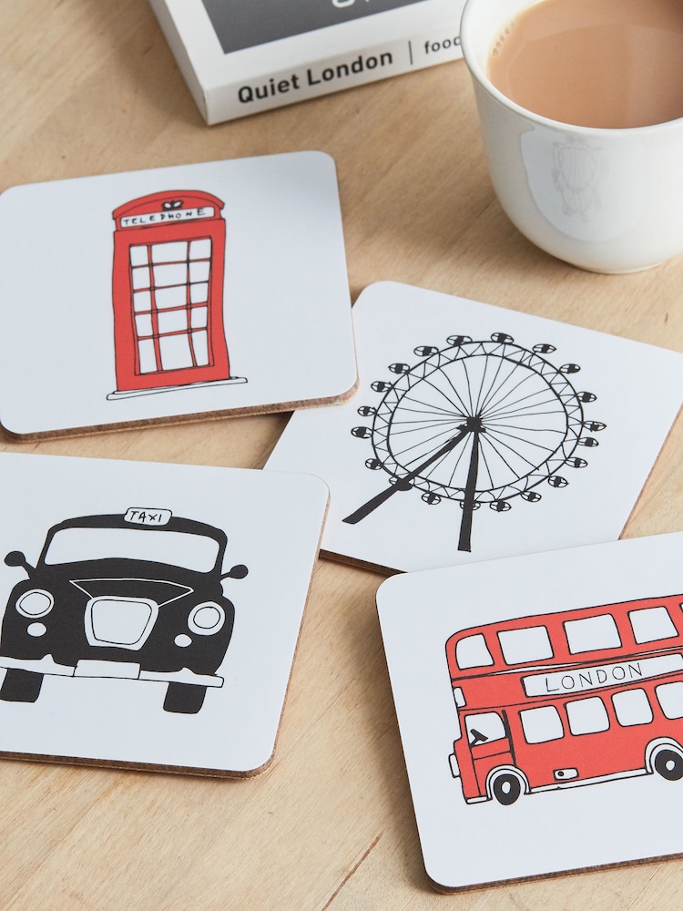 Victoria Eggs Red and Charcoal London Skyline 2 Set of 4 Coasters - Image 2 of 2