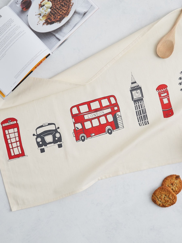 Victoria Eggs Red and Charcoal Simply London 100% CottonSkyline and Big Smoke Tea Towels - Image 2 of 5