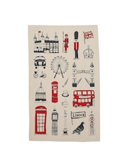 Victoria Eggs Red and Charcoal Simply London 100% CottonSkyline and Big Smoke Tea Towels - Image 3 of 5
