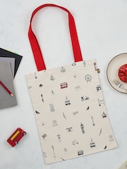 Victoria Eggs Red and Charcoal London Icons Children's Apron Simply 100% Cotton Canvas Bag - Image 1 of 4