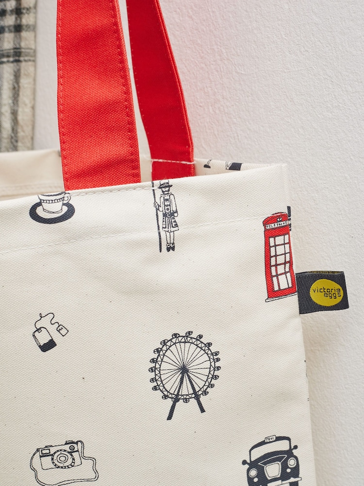 Victoria Eggs Red and Charcoal London Icons Children's Apron Simply 100% Cotton Canvas Bag - Image 2 of 4