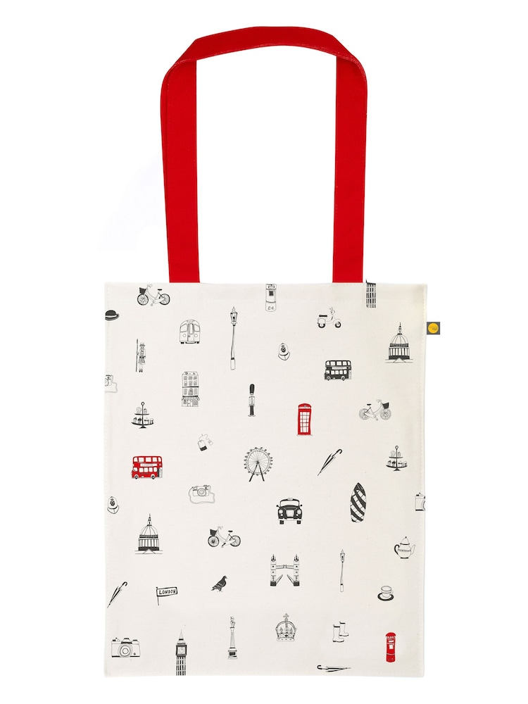 Victoria Eggs Red and Charcoal London Icons Children's Apron Simply 100% Cotton Canvas Bag - Image 4 of 4