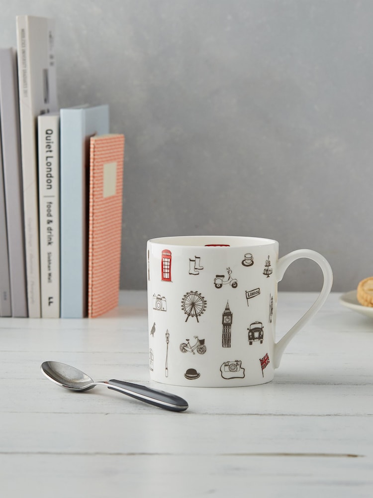 Victoria Eggs Red and Charcoal Simply London Mugs 2 Pack - Image 1 of 2