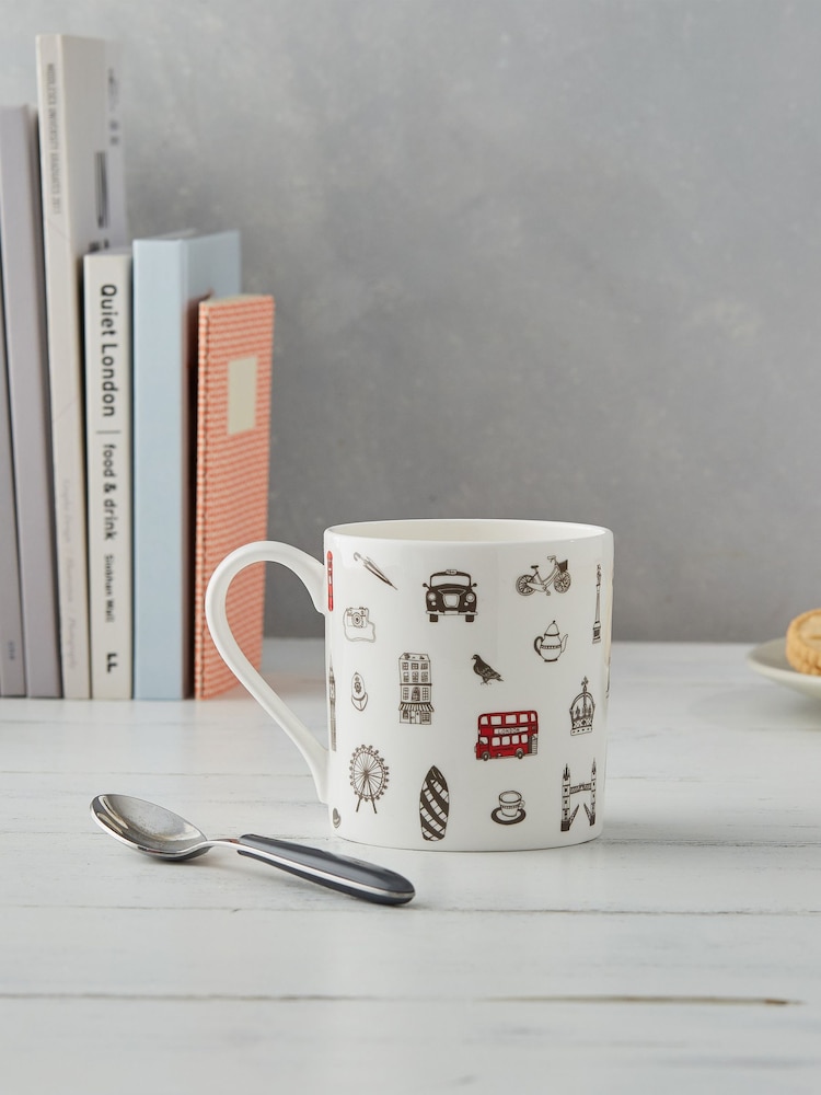 Victoria Eggs Red and Charcoal Simply London Mugs 2 Pack - Image 2 of 2