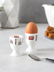 Victoria Eggs Red and Charcoal London Skyline Egg Cup Set of 4 - Image 1 of 1