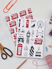 Victoria Eggs Red and Charcoal London Icons Cosmetic Bag A5 100% Cotton Notebooks 2 Pack - Image 2 of 3