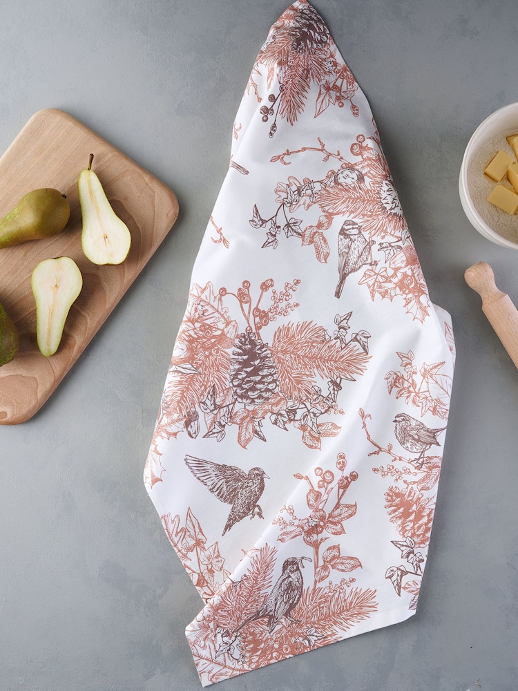 Victoria Eggs Deep Brown and Russet Autumn Garden 100% Cotton Pot Grab and Tea Towel - Image 1 of 4