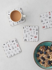 Victoria Eggs Red and Charcoal Simply London 2 Set of 4 Coasters - Image 1 of 2