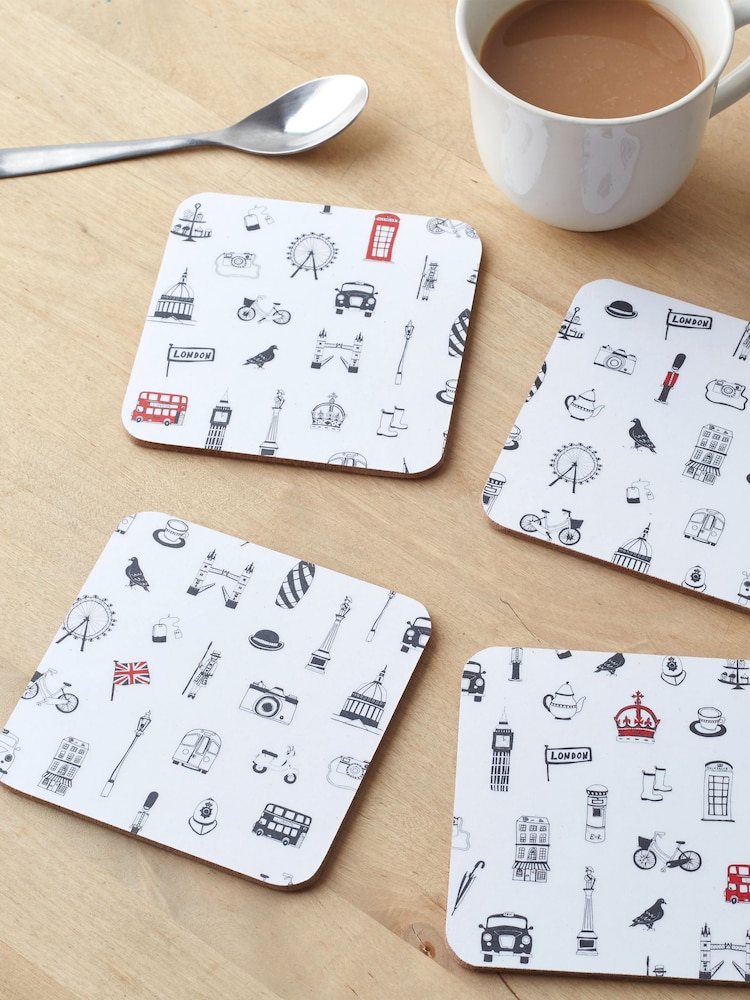 Victoria Eggs Red and Charcoal Simply London 2 Set of 4 Coasters - Image 2 of 2