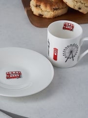 Victoria Eggs Red and Charcoal London Skyline Set of 2 Espresso Cup & Saucers - Image 2 of 3