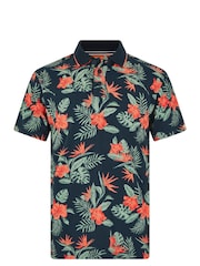 Weird Fish Blue Sarat Organic Printed Polo Shirt - Image 4 of 5
