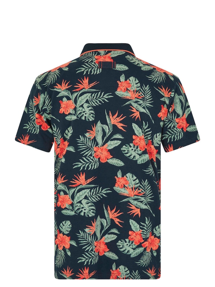 Weird Fish Blue Sarat Organic Printed Polo Shirt - Image 5 of 5