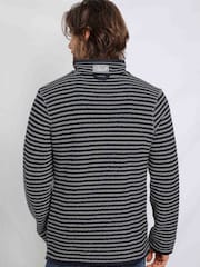 Weird Fish Grey Shorling Eco Quarter Zip Stripe Macaroni Sweatshirt - Image 2 of 8