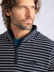 Weird Fish Grey Shorling Eco Quarter Zip Stripe Macaroni Sweatshirt - Image 4 of 8