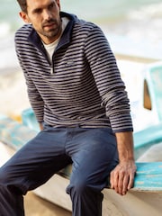 Weird Fish Grey Shorling Eco Quarter Zip Stripe Macaroni Sweatshirt - Image 6 of 8