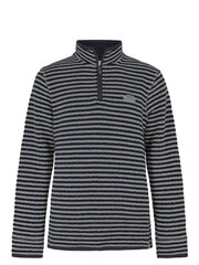 Weird Fish Grey Shorling Eco Quarter Zip Stripe Macaroni Sweatshirt - Image 7 of 8