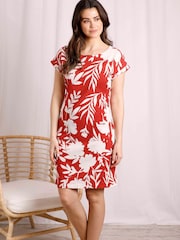 Weird Fish Red Orlando Linen Pocket Dress - Image 1 of 8