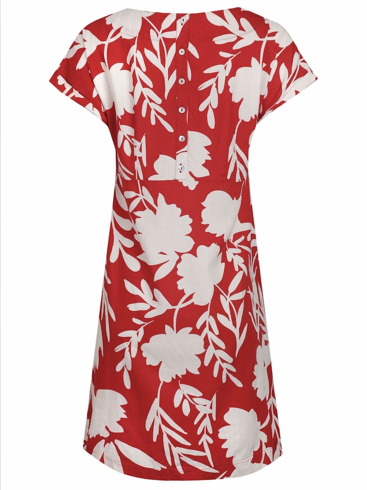 Weird Fish Red Orlando Linen Pocket Dress - Image 8 of 8