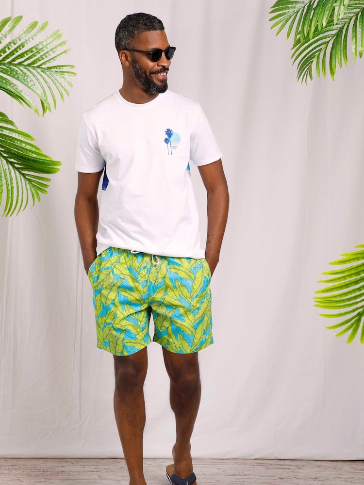 Weird Fish Dark Blue Belukha Printed Swim Shorts - Image 1 of 8