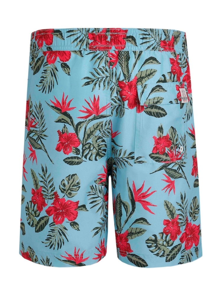 Weird Fish Mid Blue Belukha Printed Swim Shorts - Image 3 of 3
