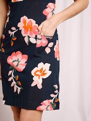 Weird Fish Blue/Brown Tallahassee Organic Printed Jersey Dress - Image 4 of 8