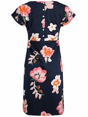 Weird Fish Blue/Brown Tallahassee Organic Printed Jersey Dress - Image 8 of 8
