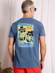 Weird Fish Blue 100% Cotton Booze Brothers Heritage Wash Artist T-Shirt - Image 2 of 6