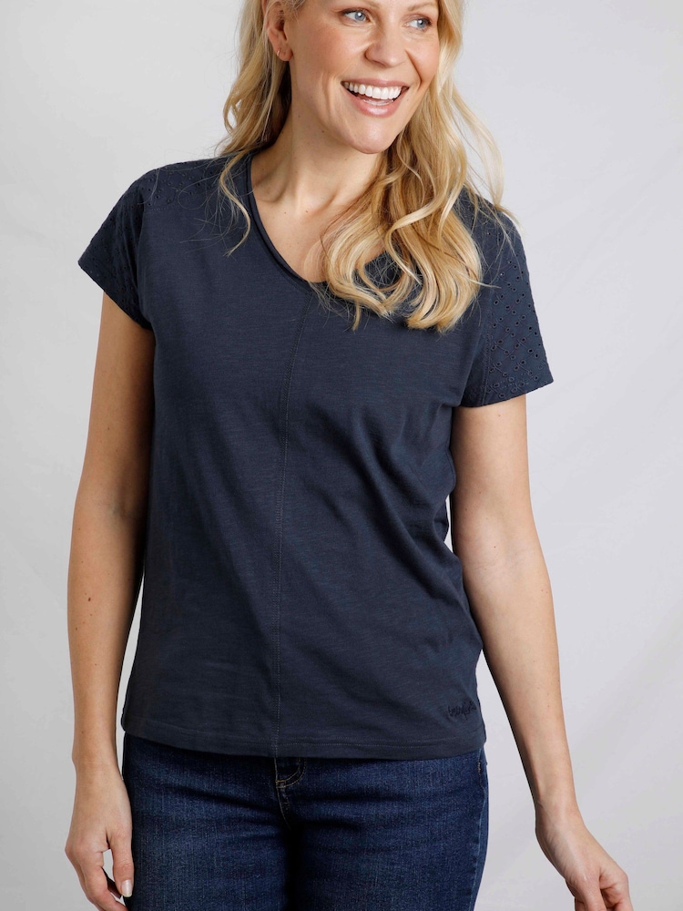 Weird Fish Blue 100% Cotton Pernille Cutaway T-Shirt - Image 2 of 7
