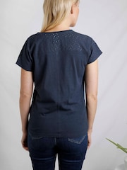 Weird Fish Blue 100% Cotton Pernille Cutaway T-Shirt - Image 3 of 7