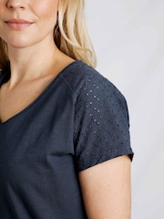 Weird Fish Blue 100% Cotton Pernille Cutaway T-Shirt - Image 4 of 7
